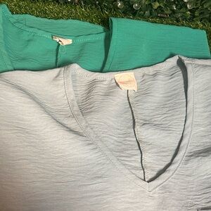Bundle of 2 Oversized tops - Green / Grey Blue